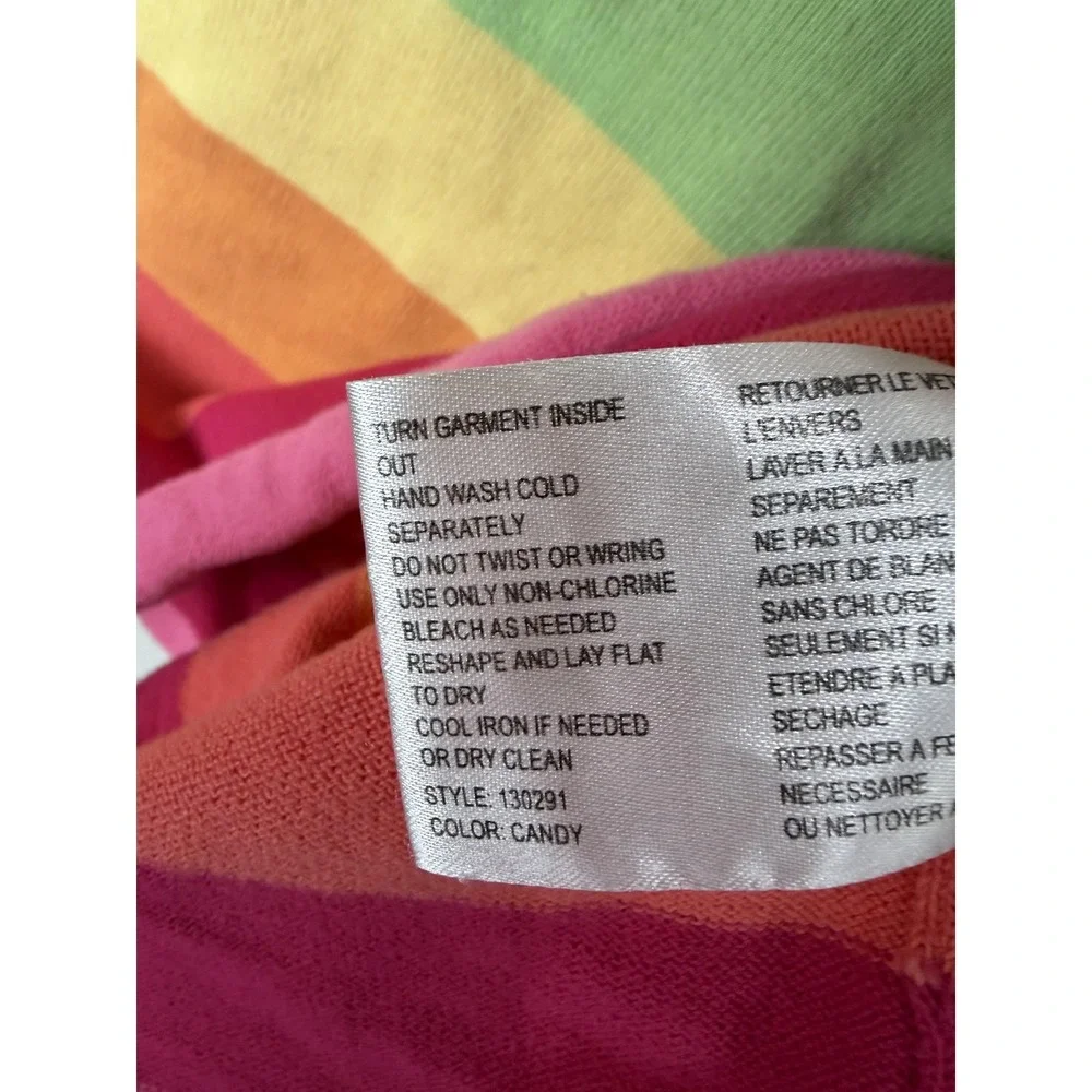 Vintage Northern Isles Shirt Womens Medium Rainbow Stripe Sleeveless Polo 90s - Picture 6 of 7